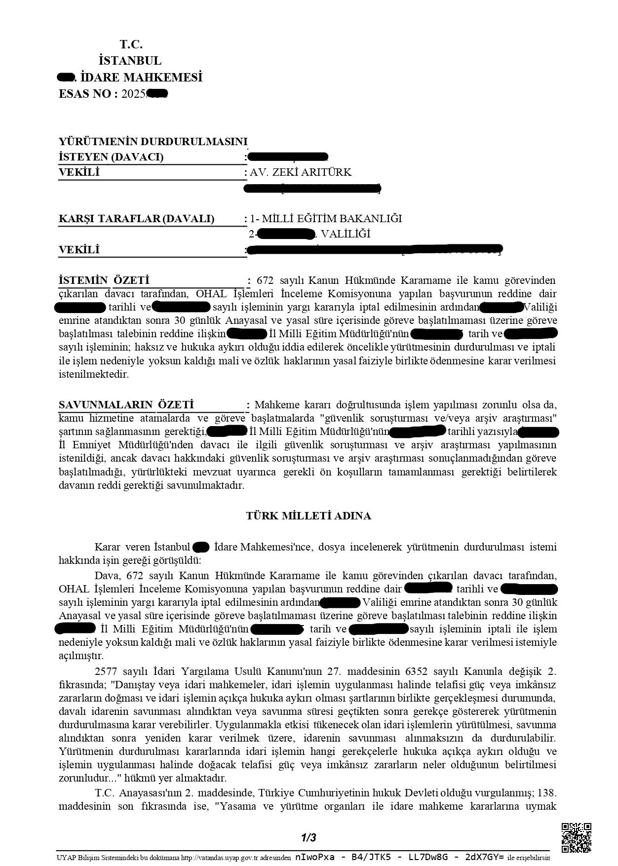  KHK İhraç İptali Sonrası Güvenlik Soruşturması Gerekli mi? Göreve Başlatmama İşlemi Hukuka Aykırı